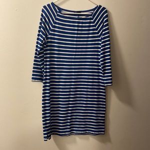 Gap Women Sailor Striped Blue White 3/4 Sleeve Jersey Cotton Shift Dress medium